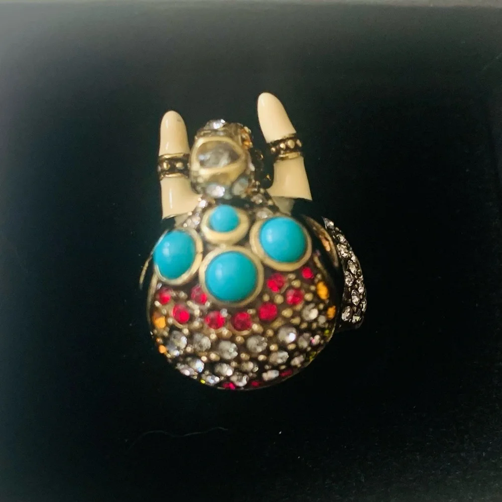 Heidi Daus Gold and Turquoise Elephant Ring - Picture 2 of 7